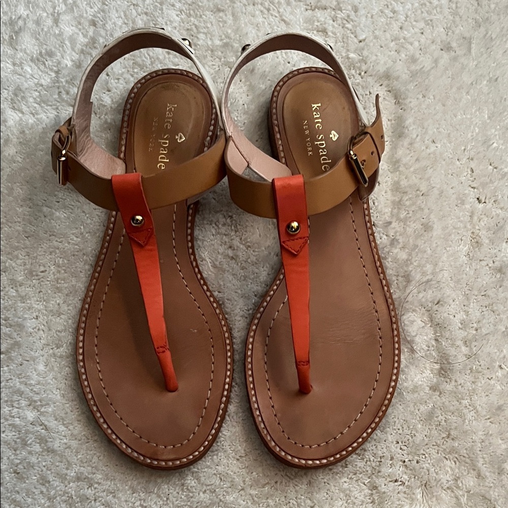 Kate Spade Orange and Tan Leather Sandals